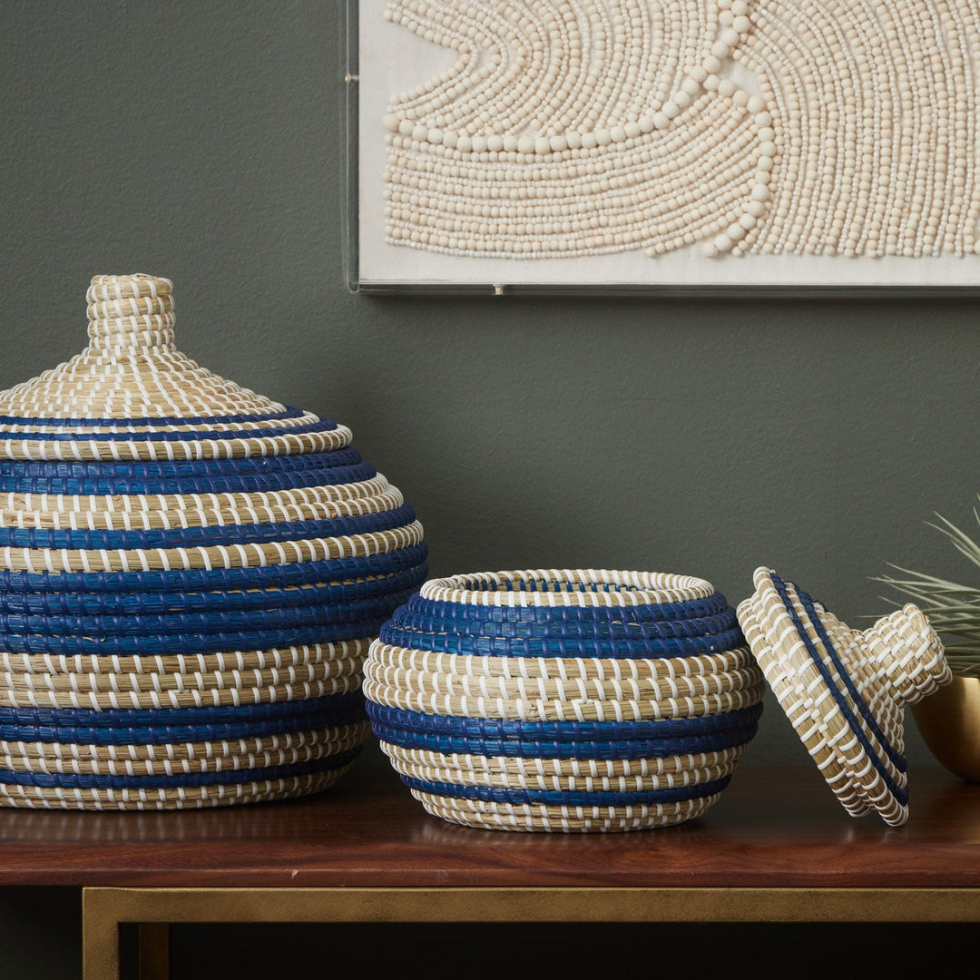 Arley, Blue/Natural, Baskets, Seagrass, S/2