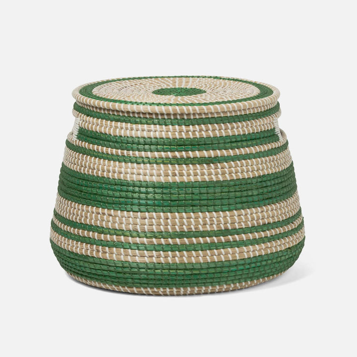 Arley, Green/Natural, Basket With Lid, Seagrass