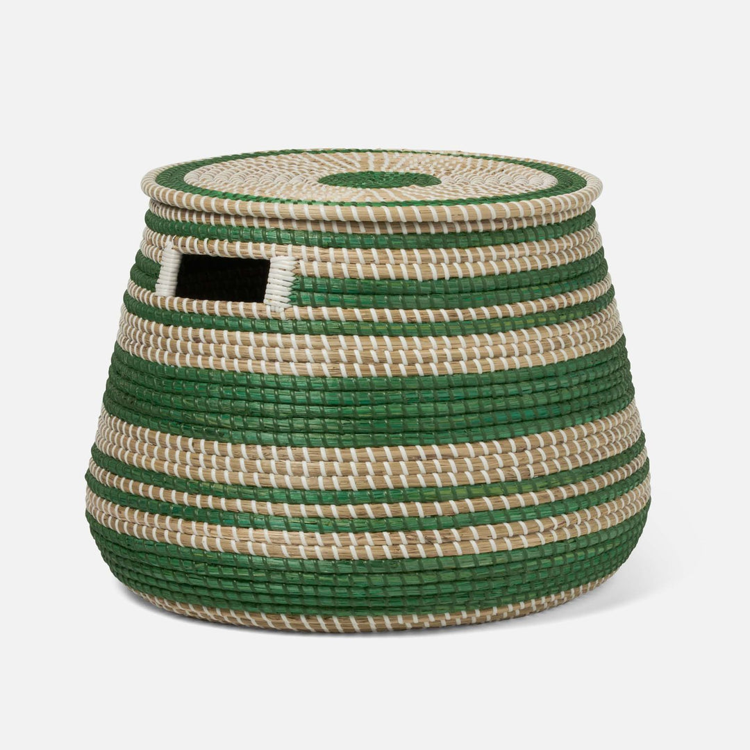 Arley, Green/Natural, Basket With Lid, Seagrass