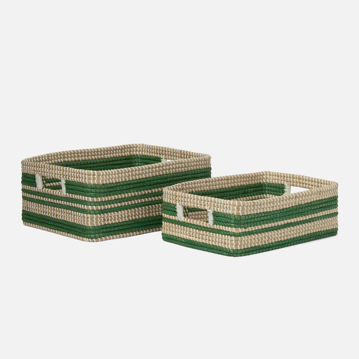 Arley, Green/Natural, Baskets, Rectangular Straight, Seagrass, S/2