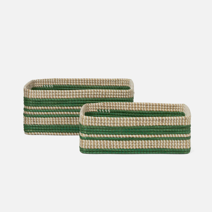 Arley, Green/Natural, Baskets, Rectangular Straight, Seagrass, S/2
