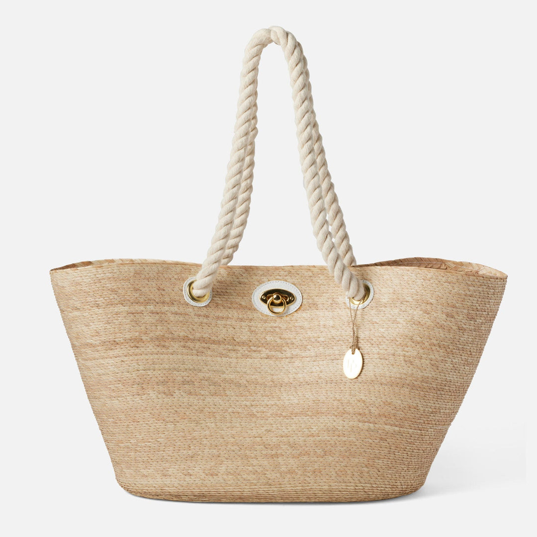 Joliette, Natural/White, Shopper Bag, Palm/Leather