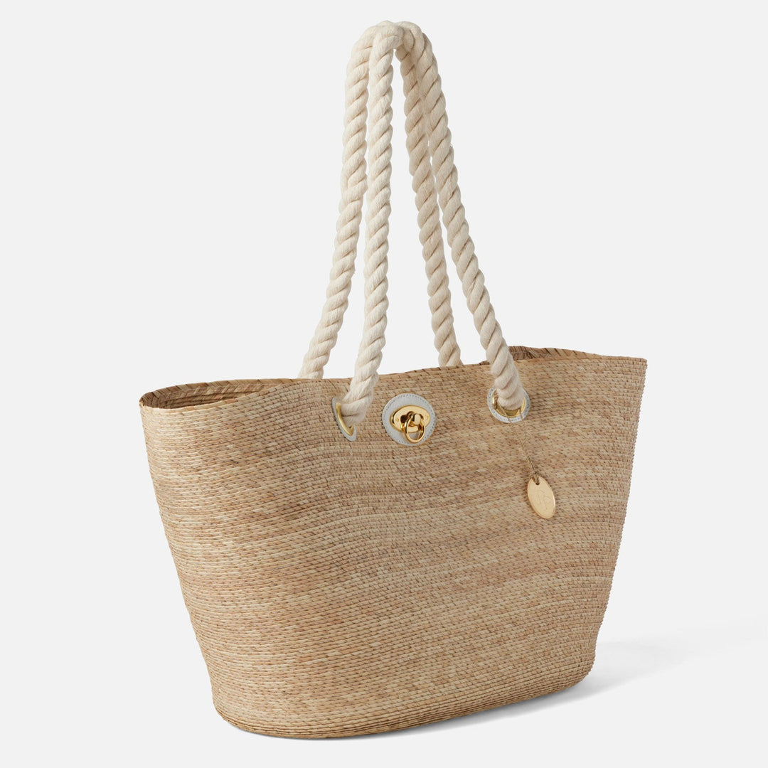 Joliette, Natural/White, Shopper Bag, Palm/Leather