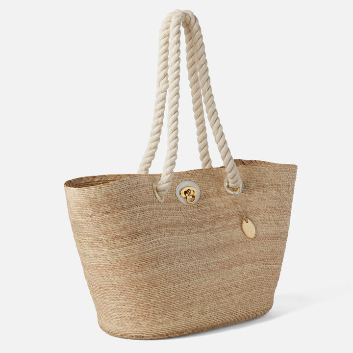 Joliette, Natural/White, Shopper Bag, Palm/Leather