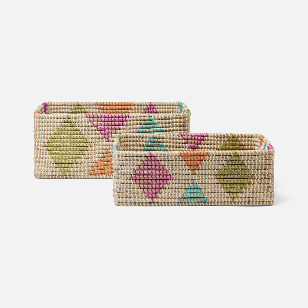 Cora, Multicolor, Storage Basket, Rectangular Straight, Seagrass, S/2