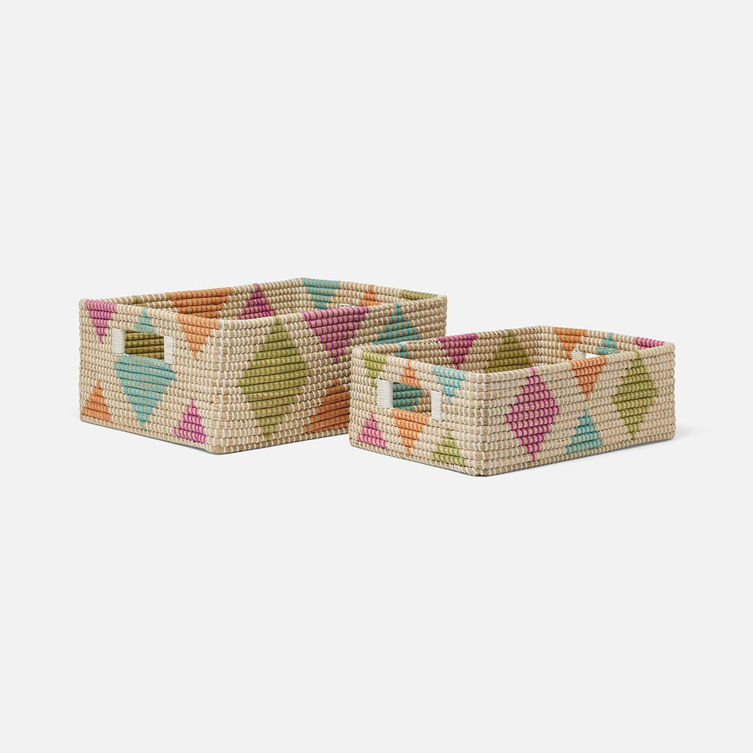 Cora, Multicolor, Storage Basket, Rectangular Straight, Seagrass, S/2