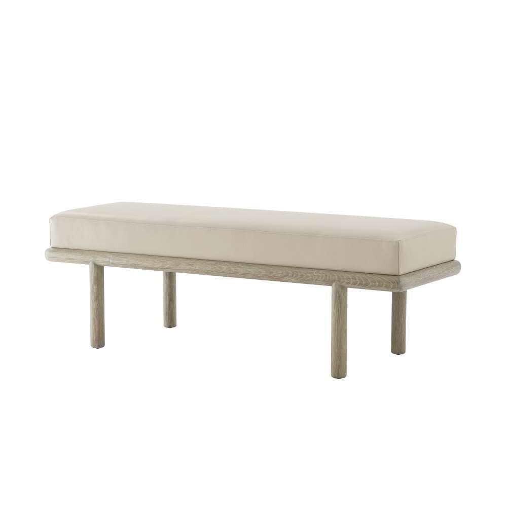 Repose upholstered End Of Bed Bench-Theodore Alexander-THEO-TA44008.2BGP-BenchesGrey Oak-1-France and Son