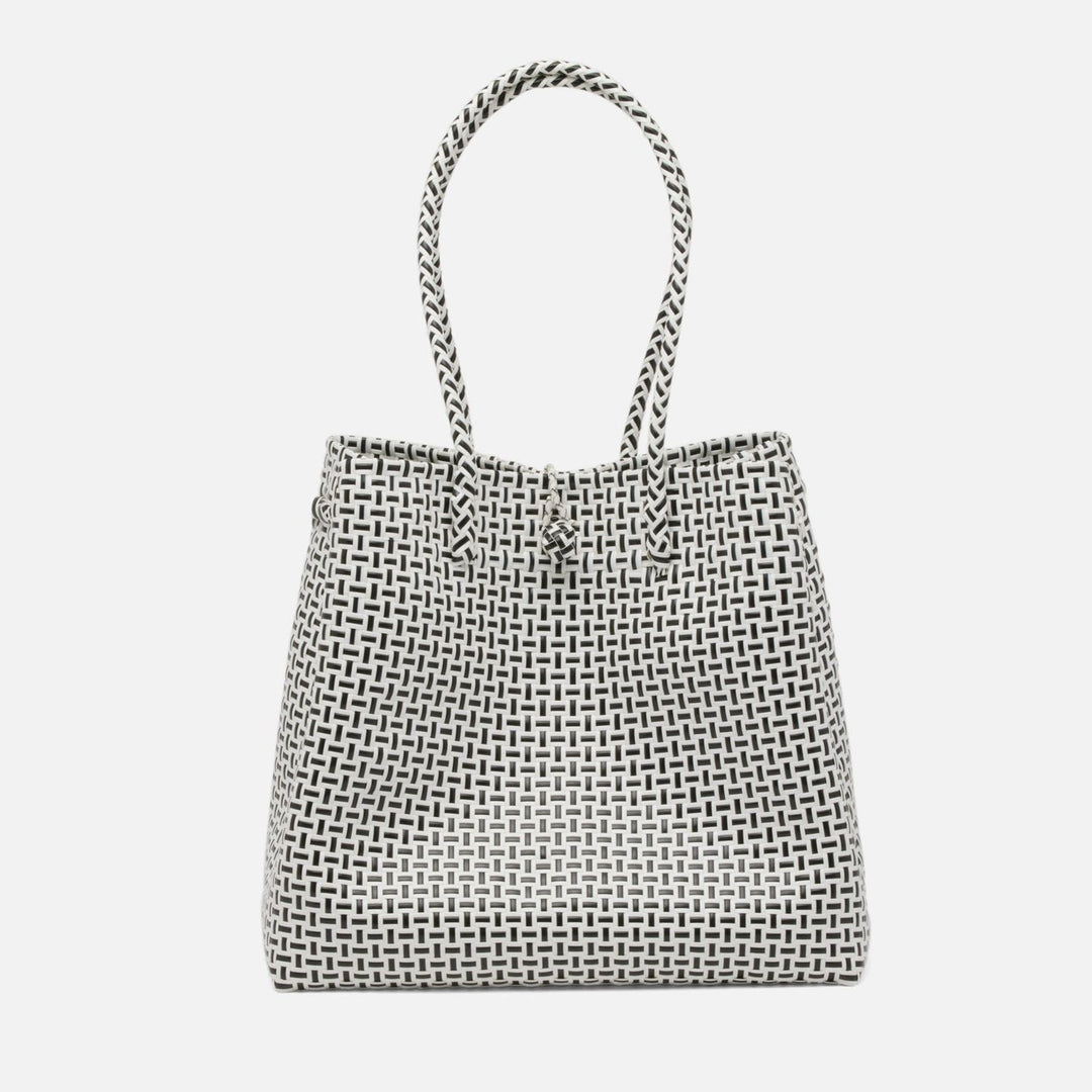 Izmir, Black/White, Shopper Bag, Recycled Plastic