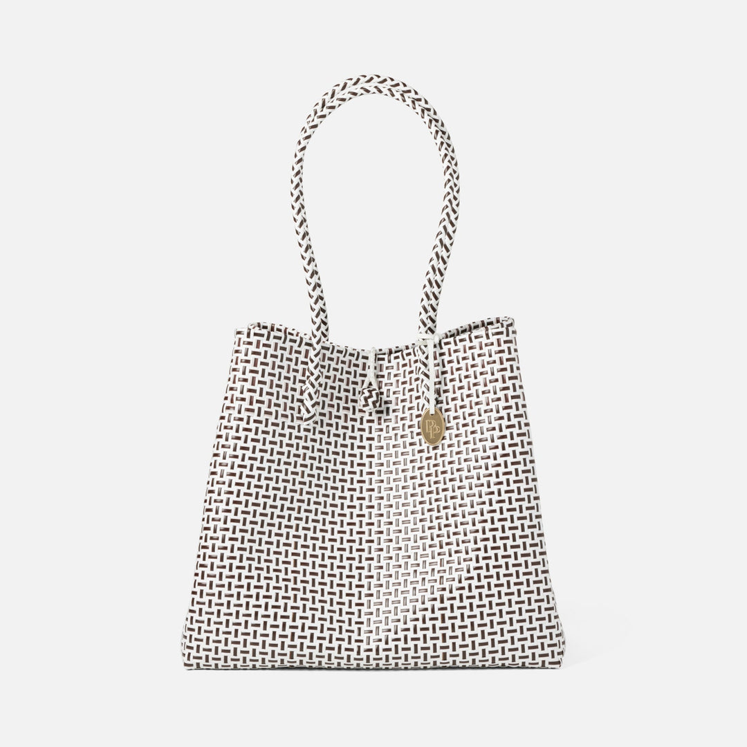 Izmir, Brown/White, Shopper Bag, Recycled Plastic