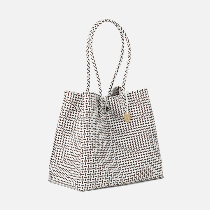 Izmir, Brown/White, Shopper Bag, Recycled Plastic