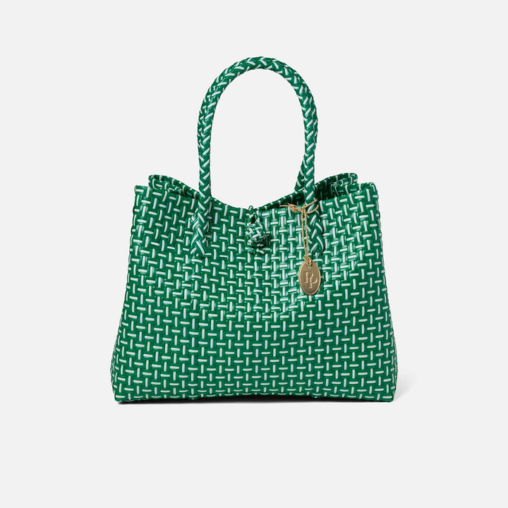 Izmir, Dark Green/White, Shopper Bag, Small, Recycled Plastic