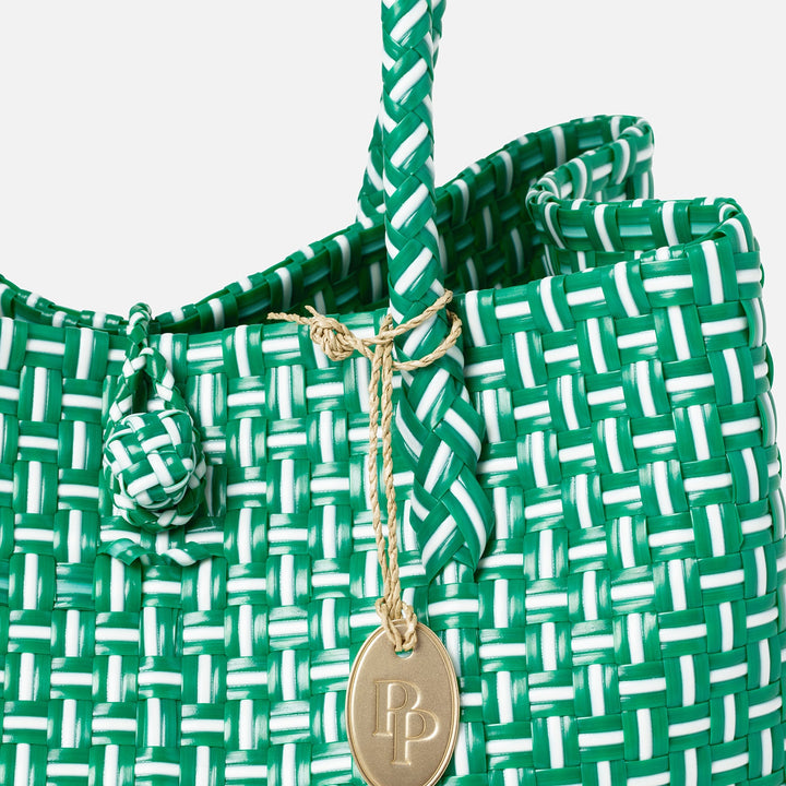 Izmir, Dark Green/White, Shopper Bag, Small, Recycled Plastic