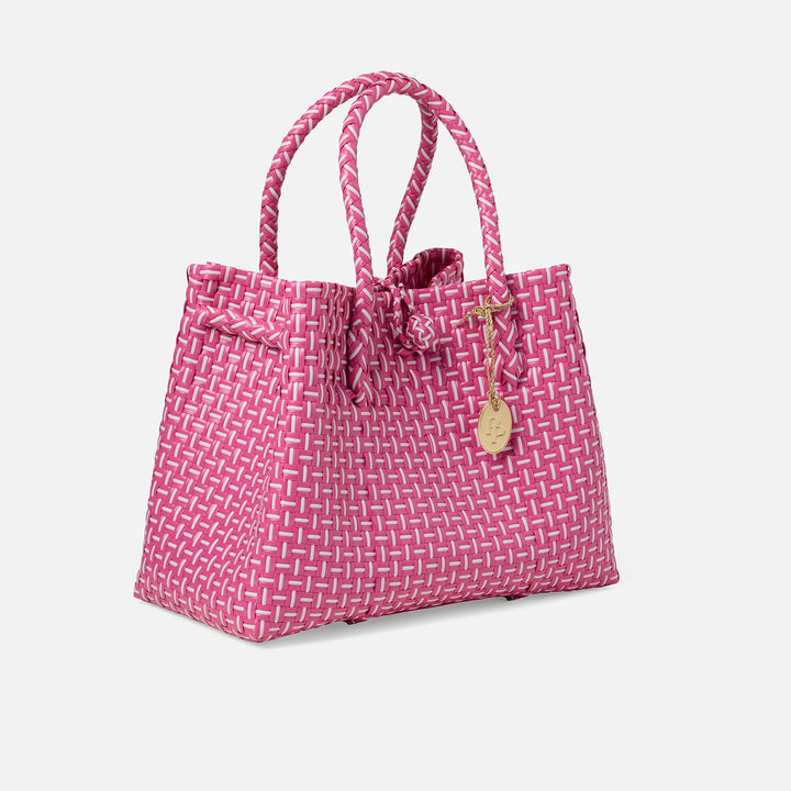 Izmir, Dark Pink/White, Shopper Bag, Small, Recycled Plastic
