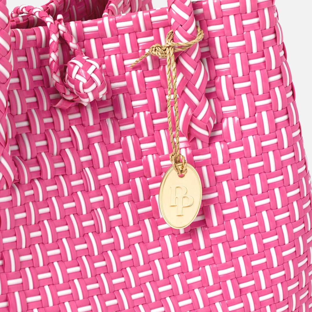 Izmir, Dark Pink/White, Shopper Bag, Small, Recycled Plastic