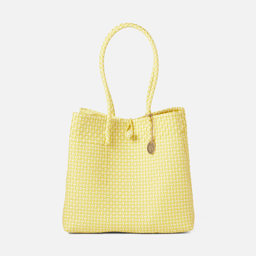 Izmir, Soft Yellow/White, Shopper Bag, Recycled Plastic