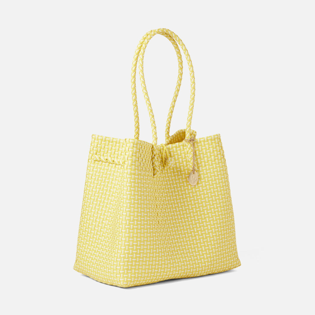 Izmir, Soft Yellow/White, Shopper Bag, Recycled Plastic