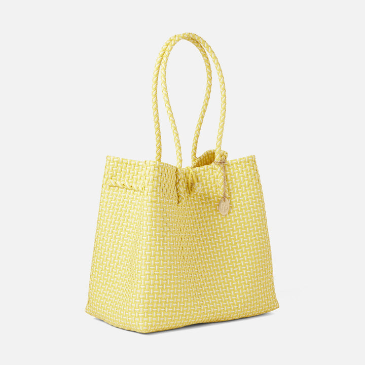 Izmir, Soft Yellow/White, Shopper Bag, Recycled Plastic