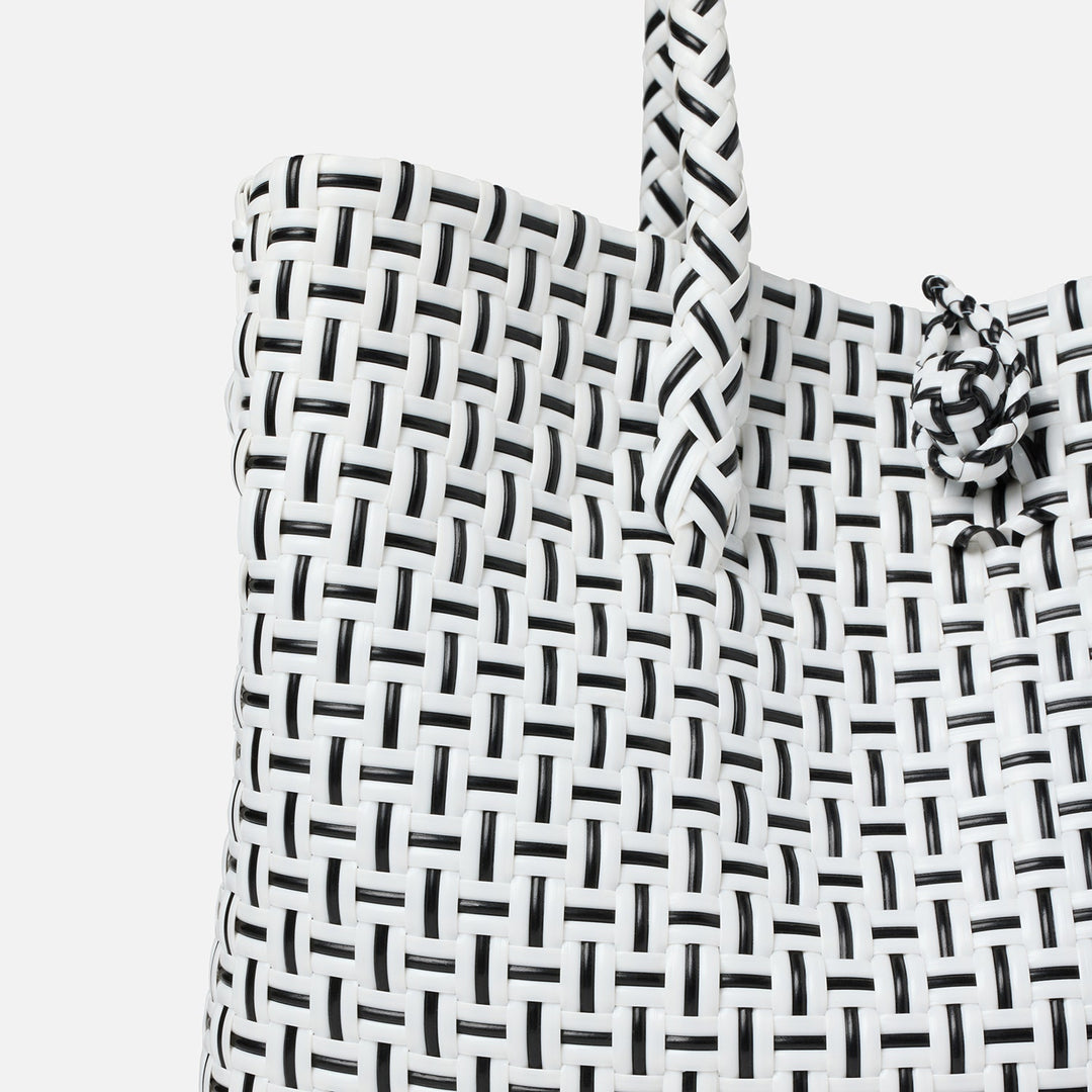 Izmir, White/Black, Shopper Bag, Small, Recycled Plastic