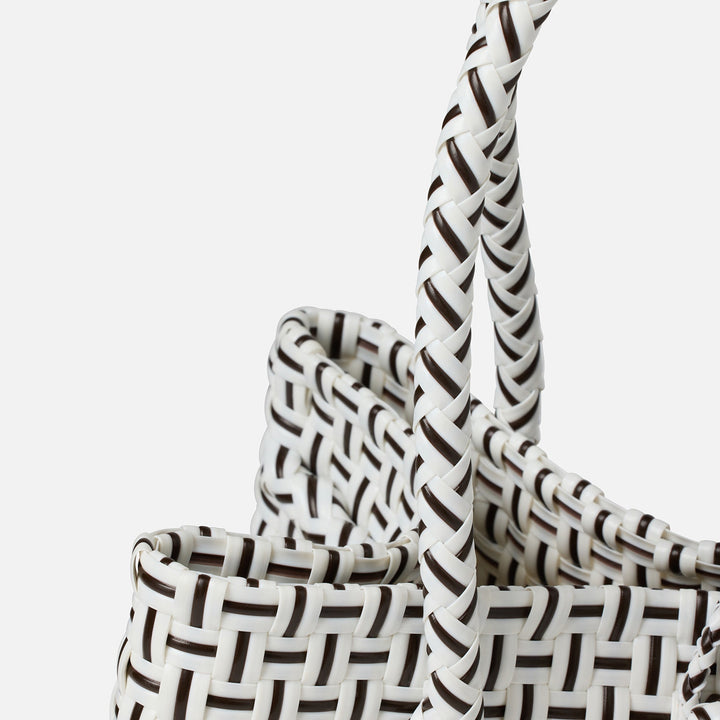 Izmir, White/Brown, Shopper Bag, Small, Recycled Plastic