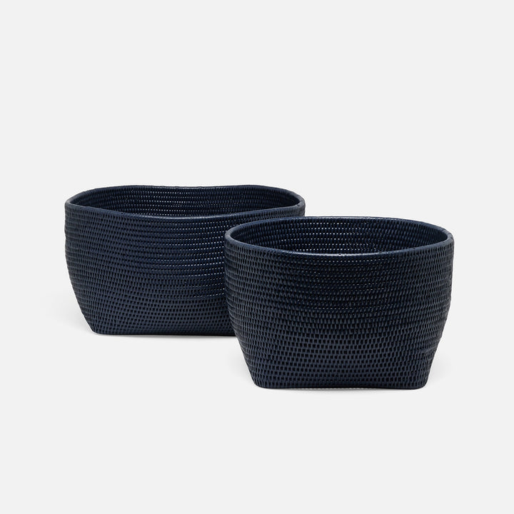 Kazan, Midnight Blue, Nested Baskets, Round, Rattan, S/2