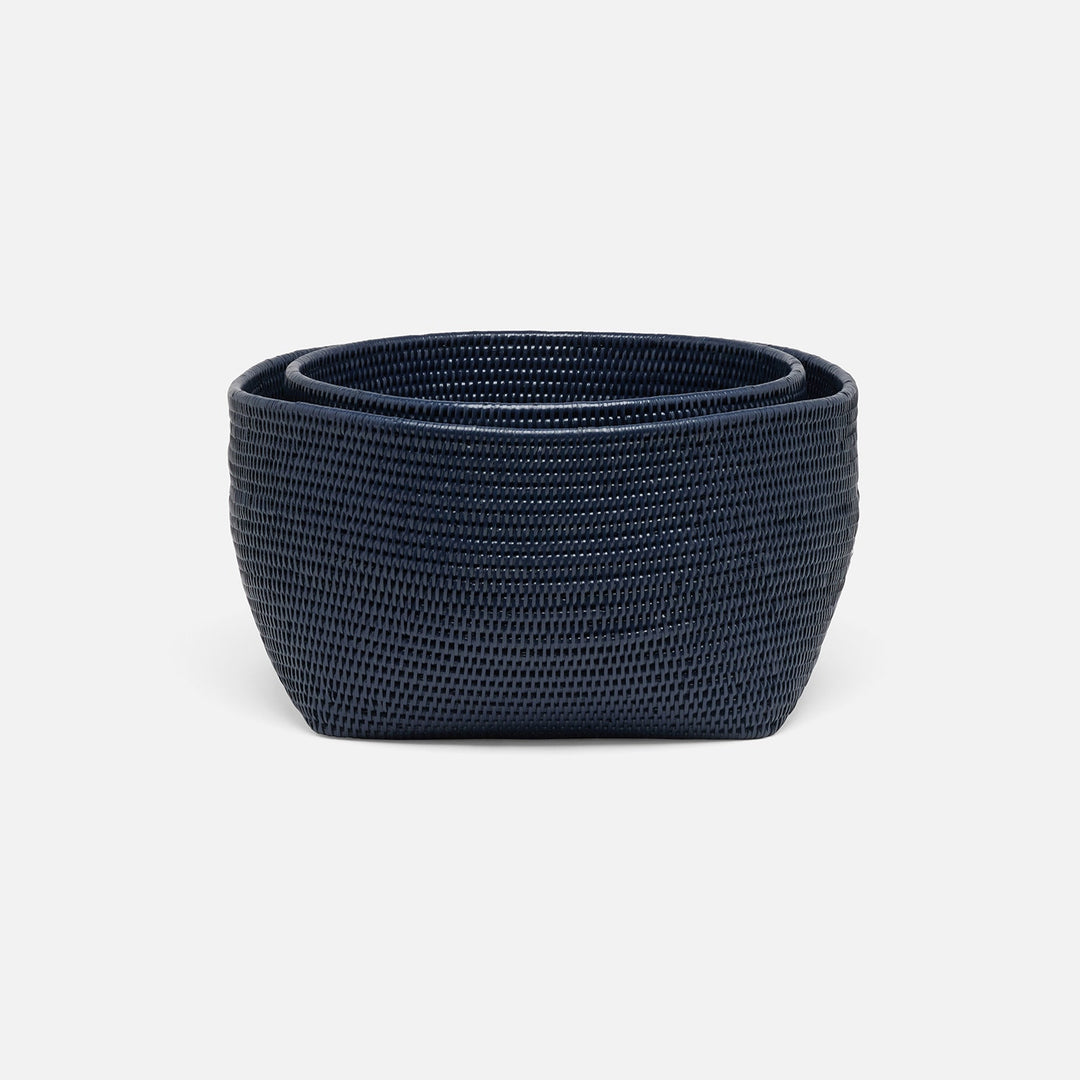 Kazan, Midnight Blue, Nested Baskets, Round, Rattan, S/2