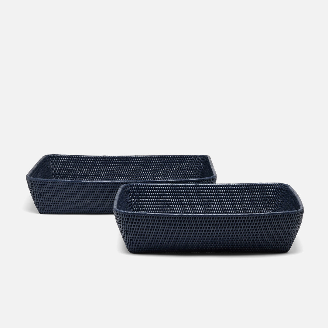 Kazan, Midnight Blue, Baskets, Rectangular, Rattan, S/2