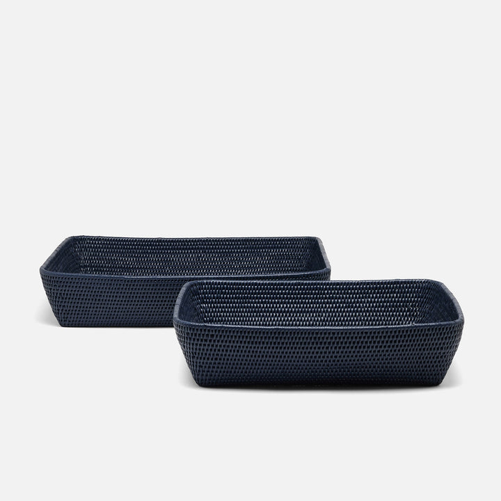 Kazan, Midnight Blue, Baskets, Rectangular, Rattan, S/2