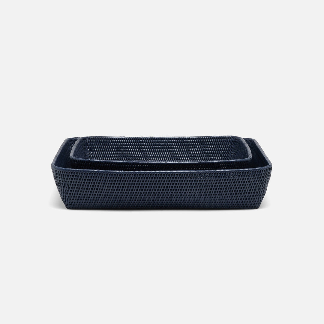 Kazan, Midnight Blue, Baskets, Rectangular, Rattan, S/2
