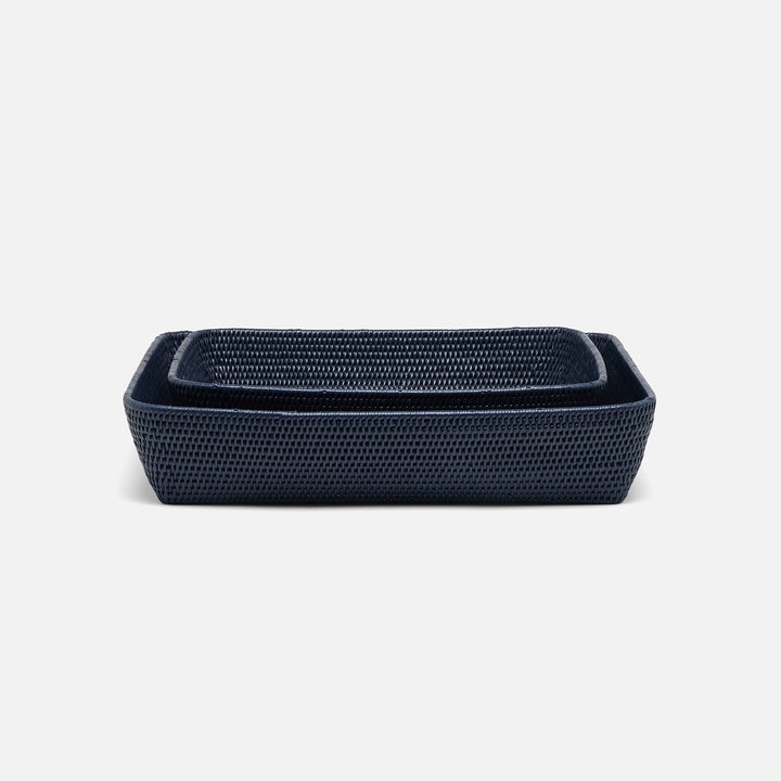 Kazan, Midnight Blue, Baskets, Rectangular, Rattan, S/2