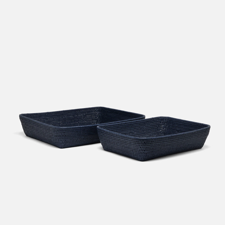 Kazan, Midnight Blue, Baskets, Rectangular, Rattan, S/2