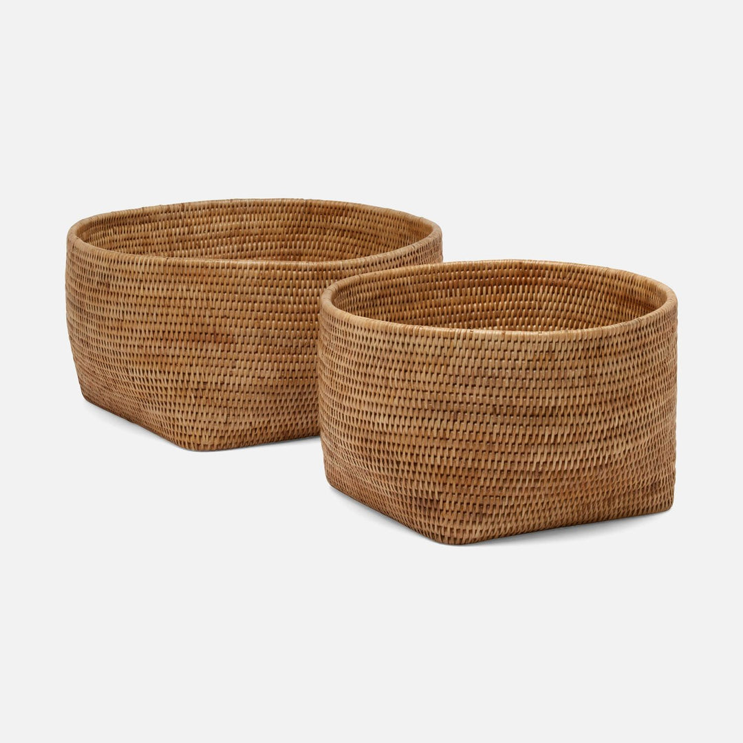 Kazan, Natural, Nested Baskets, Round, Rattan, S/2