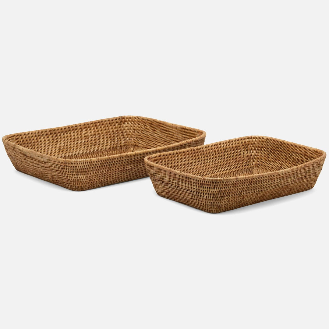 Kazan, Natural, Baskets, Rectangular, Rattan, S/2