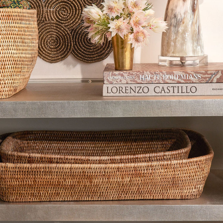Kazan, Natural, Baskets, Rectangular, Rattan, S/2