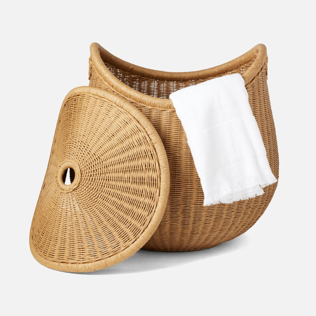 Kigali, Natural, Hamper W/ Lid, Round, Large, Lloyd Loom