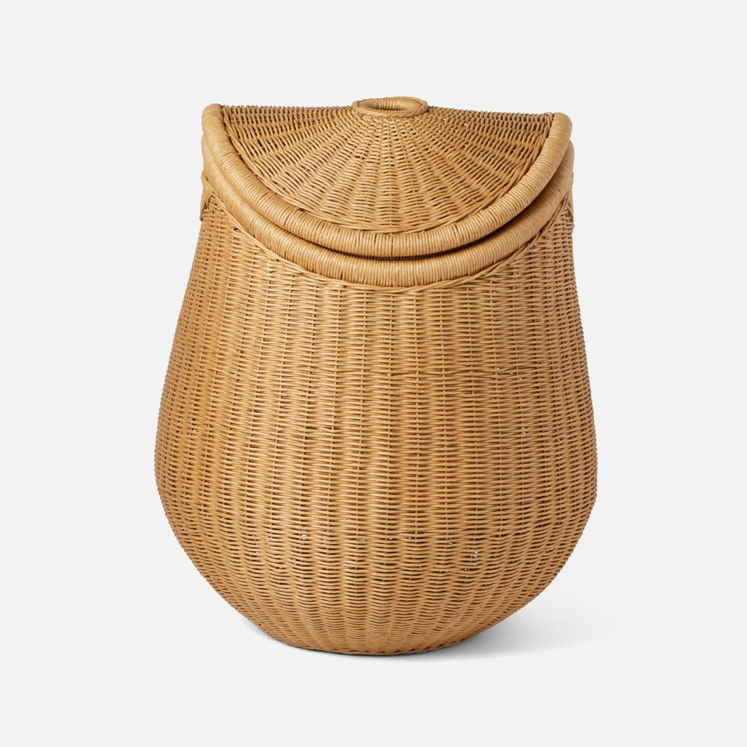 Kigali, Natural, Hamper W/ Lid, Round, Small, Lloyd Loom