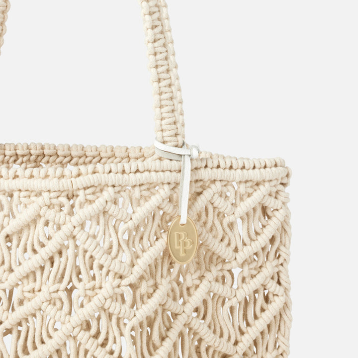 Nadir, Natural, Macramé Beach Bag, Small, Cotton