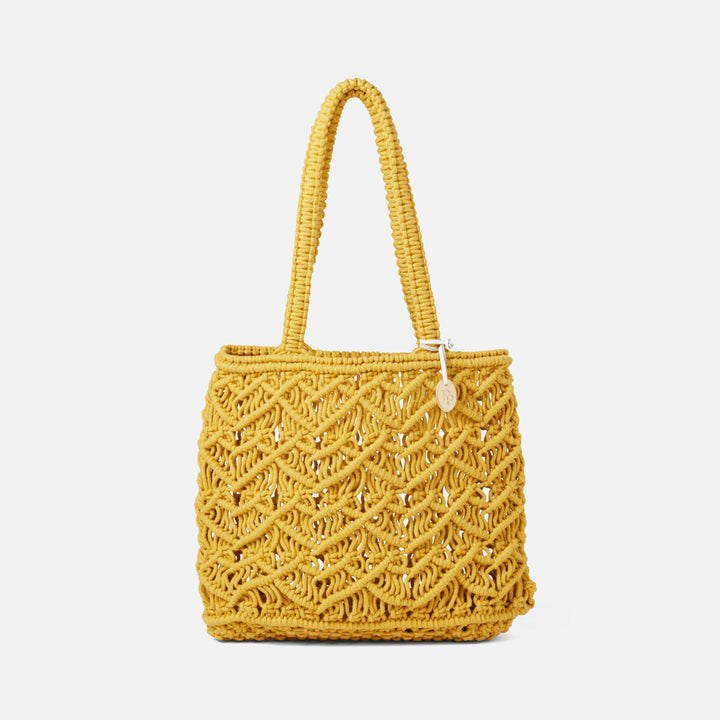 Nadir, Yellow, Macramé Beach Bag, Small, Cotton