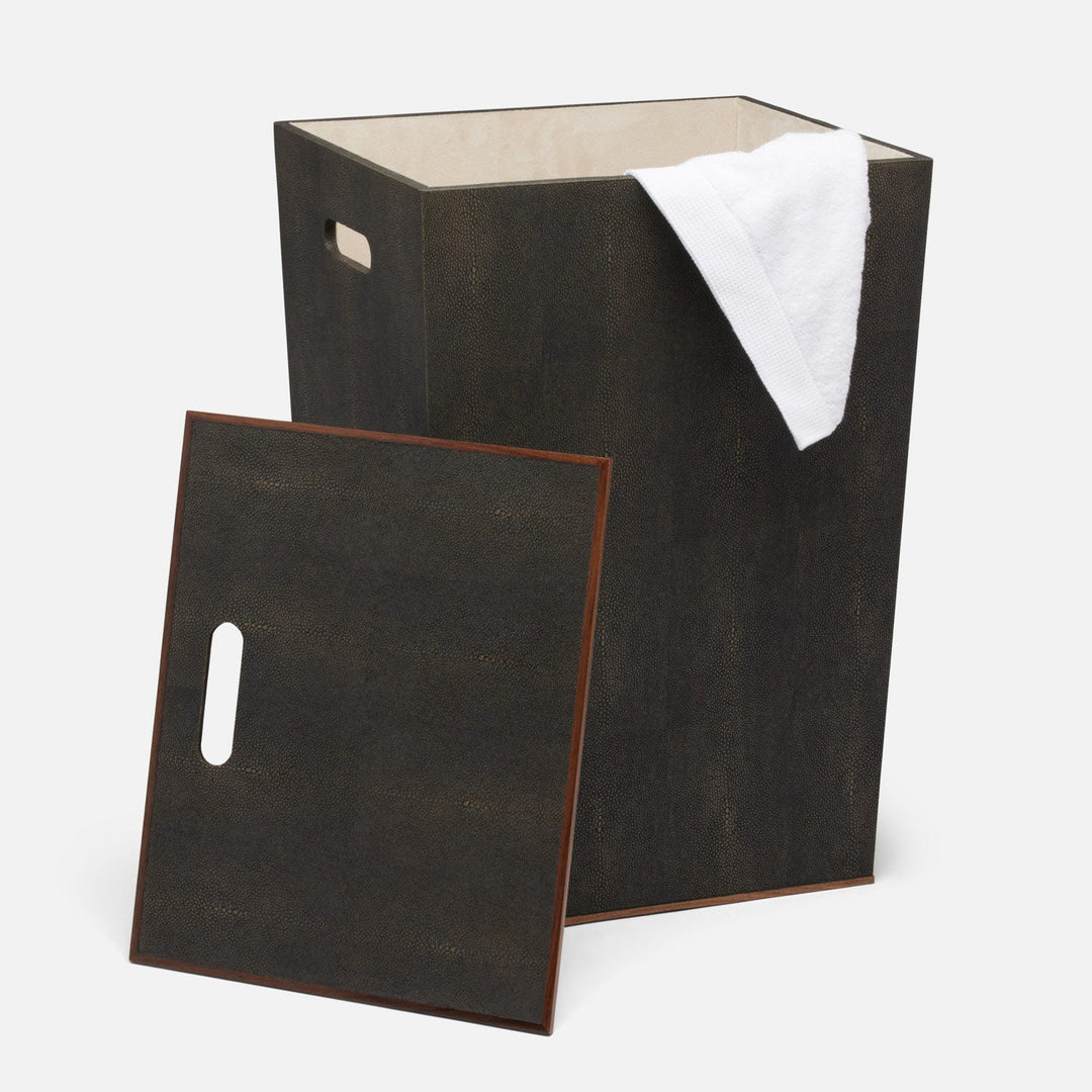 Northwich, Dark Mushroom, Hamper, Rectangular Tapered, Realistic Faux Shagreen