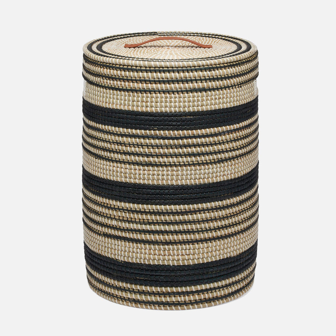 Olinda, Black/Natural, Hamper, Round, Seagrass