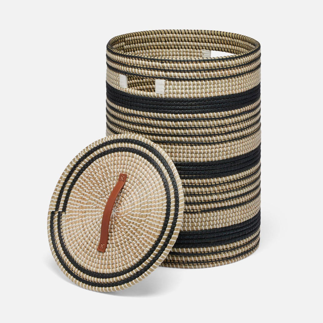 Olinda, Black/Natural, Hamper, Round, Seagrass