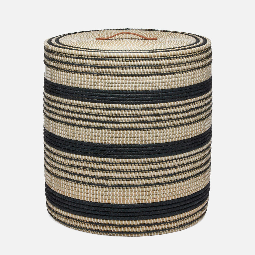 Olinda, Black/Natural, Oversize Hamper, Round, Seagrass