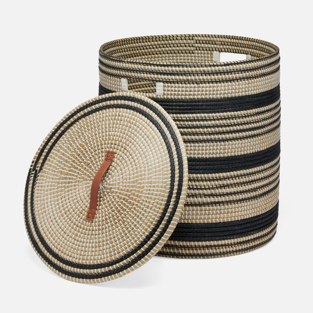 Olinda, Black/Natural, Oversize Hamper, Round, Seagrass