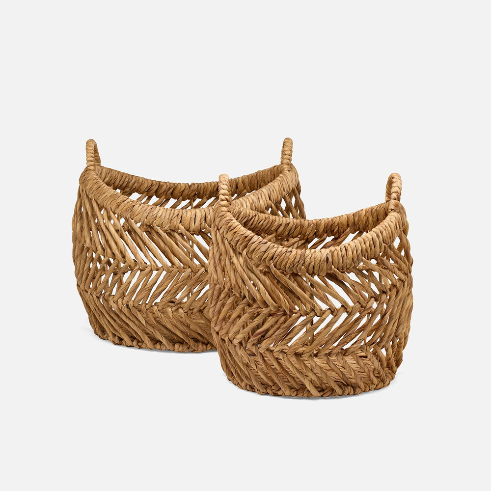 Olivia, Natural, Nested Baskets, Zigzag, Water Hyacinth, S/2