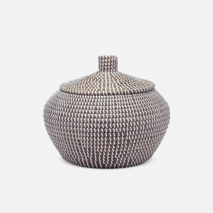 Roslyn, Gray/White, Basket, Round, Seagrass, S/2
