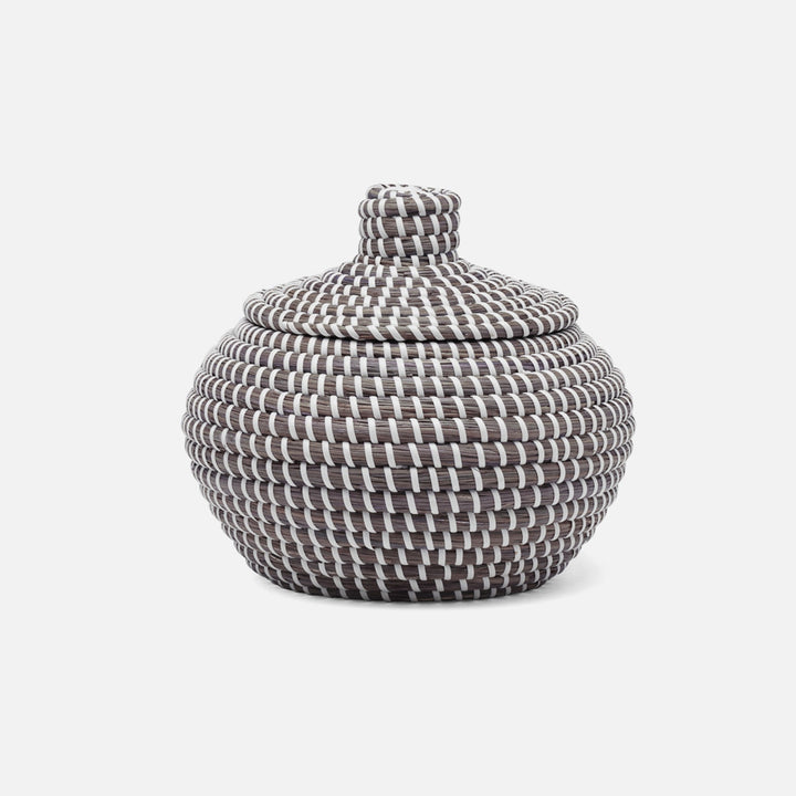 Roslyn, Gray/White, Basket, Round, Seagrass, S/2