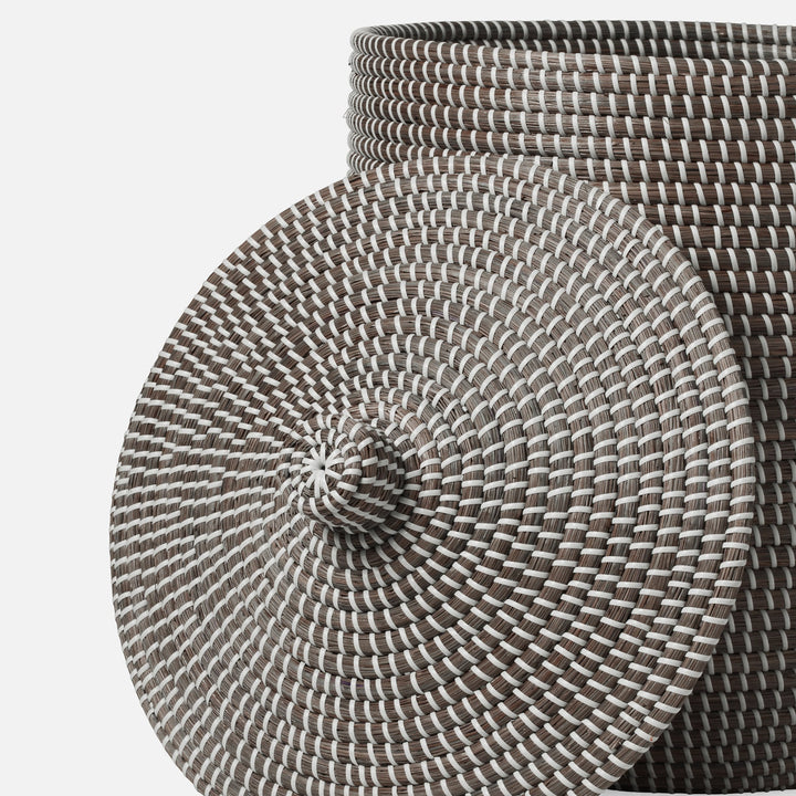 Roslyn, Gray/White, Basket, Tall, Seagrass