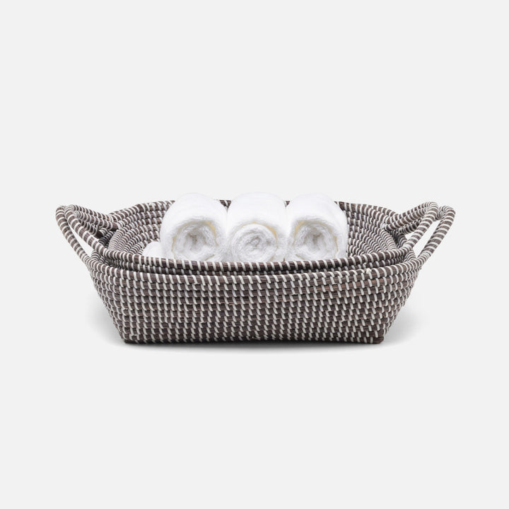 Roslyn, Gray/White, Storage Baskets, Seagrass, S/2