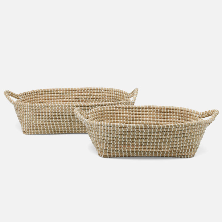 Roslyn, Natural/White, Storage Baskets, Seagrass, S/2