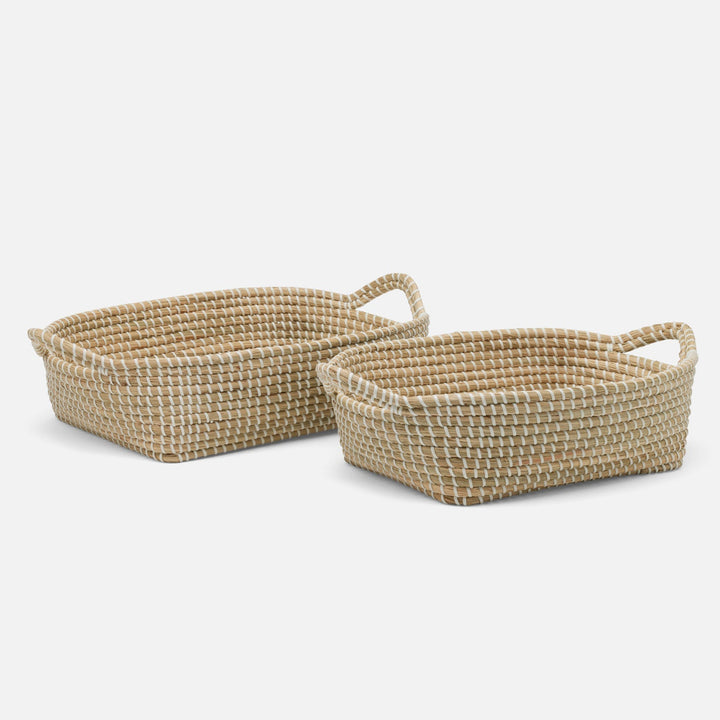 Roslyn, Natural/White, Storage Baskets, Seagrass, S/2