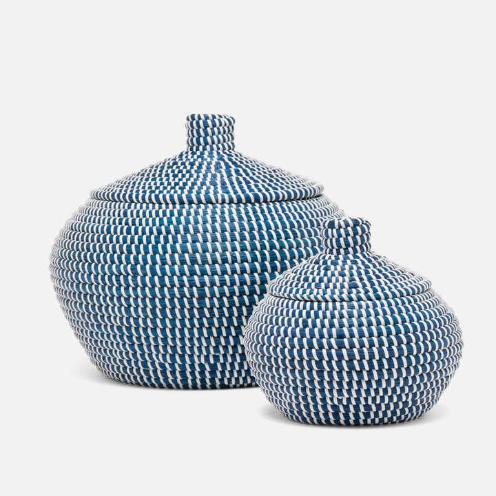 Roslyn, Navy/White, Basket, Round, Seagrass, S/2